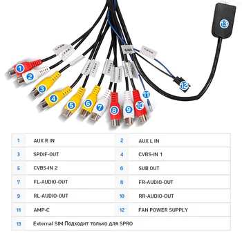 TEYES Bil Line Out-Adapter 8 RCA AV Multi-funktionelle Output Kabel til Blau-punkt Grundig VDO CD-Afspiller