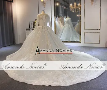 Bryllup kjole 2020 med lange ærmer brugerdefineret rækkefølge brudekjole