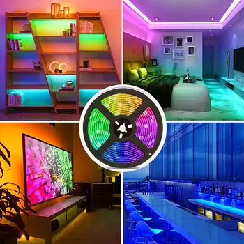 RGB LED Strip Lights RGB LED lysbånd 3528 SMD Fleksibel Farve Skiftende Lys String Hjem Belysning Dekoration Køkken