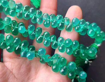 Løse perler grøn kalcedon DROP form facetteret 8-10mm til gør det selv smykker at gøre FPPJ engros perler natur perle sten