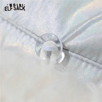 ELFSACK Fast Hvid Oversize 90% Hvid Duck Ned Frakke Kvinder,2020 Winter ELF Lomme Pels Krave koreanske Damer Varm Daglige Outwear