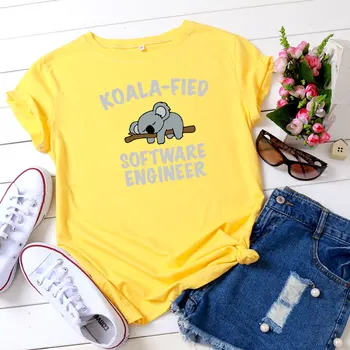 2020 Nye Kvinder Sommeren Koala Print Bomuld T-shirt Harajuku Casual Løs, kortærmet Tshirt koreanske Brev t-Shirt
