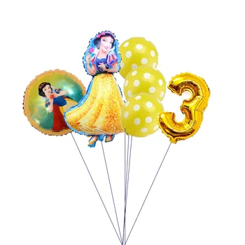 6stk/set Disney Belle, Askepot og Snehvide Prinsesse Fødselsdag Dekoration Baby Brusebad Børne Party Prinsesse Ballon Luften Globos