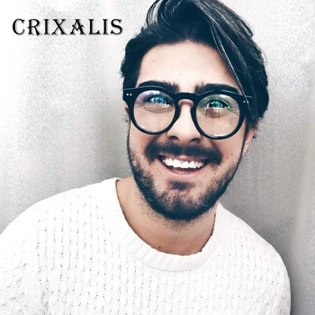 Crixalis 2018 Vintage Mænd Briller Runde Sorte Briller Ramme Kvinder Brand Designer Retro Cirkel Briller Klar Linse UV400 PG2681