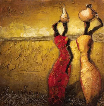 Hånd-malet Kniv Oil Painting Abstrakt Afrika Kvinde Olie Maleri på Lærred Handel Væg Kunst Lærred Maleri Håndlavet Billede