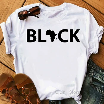 Elsker black African American brev print t-shirt til kvinder tøj Melanin Poppin Shirt vogue sjove tshirt femme Black power-toppe