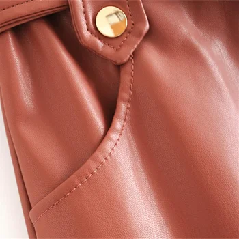 Ny mode trend i efteråret dametøj i 2019 små plisserede imiteret læder mini-trin kage nederdel