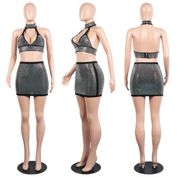 PinePear Nye 2020-Kvinder Skinnende Rhinestone Diamant Kjole Sexet Hule Ud Ærmer Og Ryg-Night Out Party Outfits Club Vestidos