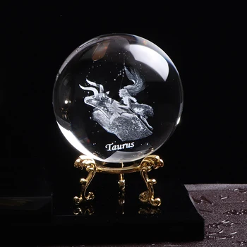 Magic 3D-Bolden Taurus Gaver Til Venner Atificial Crystal Hjem Dekoration Zodiac Souvenir-Favoriserer Stede For Familien