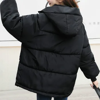 Kvinder Nye Vinter Kort Jakke Løs Hætte Kvinder Ned Jakker Polstret Solid Mode Oversize Dame Ned Koreansk Stil Frakke 2020