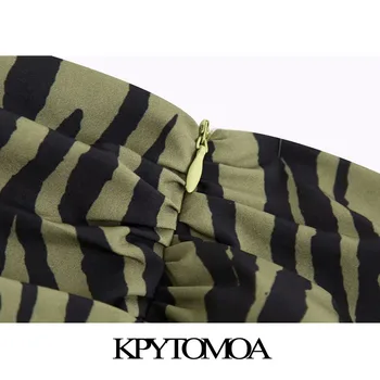 KPYTOMOA Kvinder 2020 Chic Mode Leopard Print Flæsekanter Draperet Mini Nederdel Vintage Høj Talje, Lynlås i Ryggen Kvindelige Nederdele Mujer