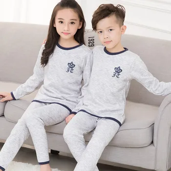 Børn Sætter 2019 Vinteren Børn Termisk Undertøj Solid Bomuld O-Krave Børn er Varmt Passer Tøj Baby Drenge Piger Pyjamas