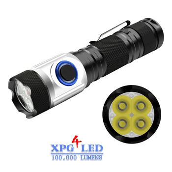 Mini torch mest kraftfulde led-mini-lommelygte usb-18650 eller 18350 genopladelige 4*XPG LED IPX6 vandtæt Taktiske flash lys