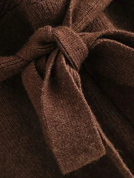 Vintage kvinder backless knitwears 2020 efteråret brun casual mænds trøjer mode kvindelige bomuld strikket shirts blød strik piger