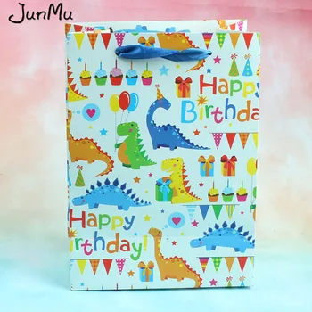 Papirpose, Fødselsdag, Gave Dinosaur/Unicorn/flamingo/zoo Kraftpapir Poser med Håndtag Fødselsdag Part Forsyninger Fødselsdag Decor10pcs