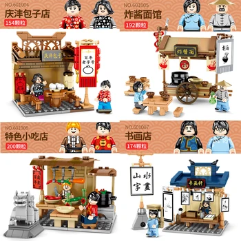 4stk/set Sembo Gamle Beijing Street Scene Kinesisk Stil Mini-byggeklodser Legetøj Kompatibilitet Duplo Byen, Shoppe Gaver Til Børn