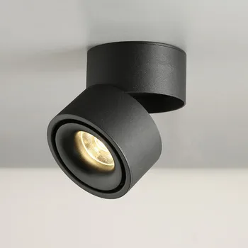 Dæmpbar COB LED down lys, overflade monteret LED loft lys 7W/10W/15W sammenklappelig 360° roterende baggrund spot light