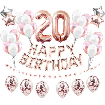 38pcs Nummer 20 Guld Sort Balloner 20 Happy Birthday Party Dekorationer Voksne 20-årig Mand Kvinde Forsyninger Jubilæum