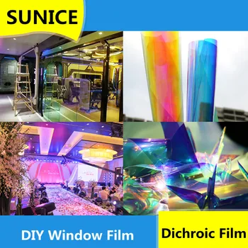 SUNICE 45cmx1000cm Kamæleon Dichroic Window Tint Glas Farve Gennemsigtig Farve Film Jul Dekorative Hus eksplosionssikker