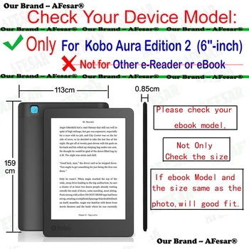 Funda Pu læder Book Cover til capa Rakuten Kobo Aura Udgave 2 Nye 6-tommer eReader Case magnetisk flip brug for kobo aura 2016