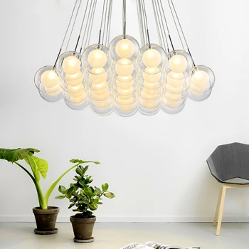 Moderne LED-lysekrone stue hængende lys spisestue hjem inventar Nordiske soveværelse Glas ball pendel lamper