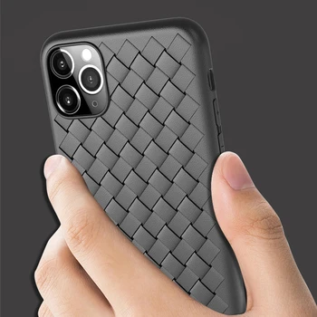 Ultra Tynd, Åndbar Case Til iPhone 12 Mini-11 Pro Xs Antal XR-X 6 6S 7 8 Plus SE 2020 Luksus Læder BV Grid Vævning Soft Cover