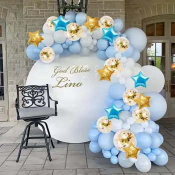 122pc Blue Star Ballon Guirlande Baby Brusebad Globos Fødselsdag Part Indretning til Børn Folie Balloner Balon 1 Års Fødselsdag Indretning