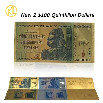 100pcs-2000pcs engros Farverige Zimbabwe Fem Octillion Dollars Penge til det Pure Guld 999 zimbabwe papir sedlen Samlinger