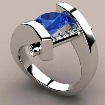 Kreative Blå Krystal Ring Bryllup Engagement Smykker til Kvinder
