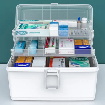 Bærbare Plast Hjem Kosmetik, Medicin Tilfælde Lægemiddel First Aid Kit Opbevaringsboks