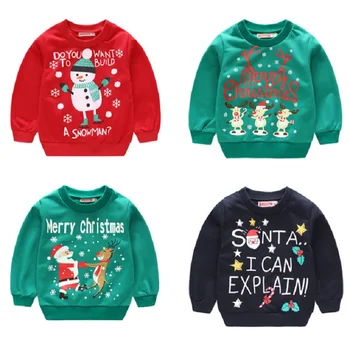 2019 børnetøj Glædelig Jul Drenge Sweatshirts Baby Boy Tøj Piger Trøjer Santa Hættetrøjer Børn Pullover Outfit Top