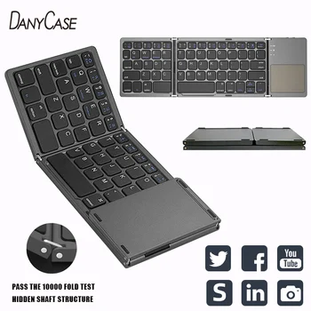 Mini folde-tastatur, Touchpad, Bluetooth 3.0 Sammenklappelig Trådløse Tastatur til Windows,Android,ios Tablet ipad Telefon