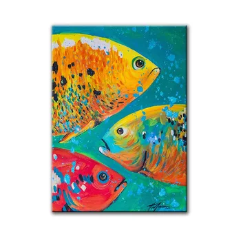 Lærred Kunst Vilde Dyr vægmaleri Farverige Fisk, Olie på Lærred Maleri Hjem Dekoration Print Plakat Kunst til stuen