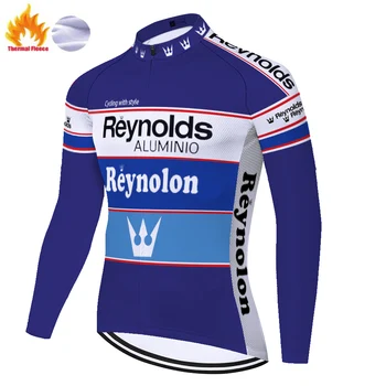 Team retro trøje reynolds Vinter Termisk Fleece cykel-shirt til Mænd med lange ærmer abbigliamento bici da corsa uomo