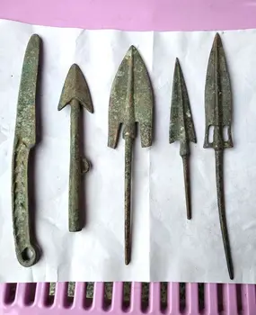 5 stykke Vintage spyd model lance gamle Knive model gamle mænd, der arbejder med Værktøj bronze