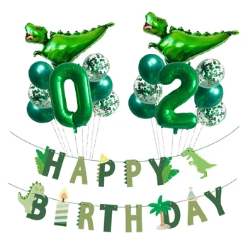 7pcs/masse Dinosaur Folie Ballon Sæt Kids Fødselsdag Dekoration Baby Brusebad 32 
