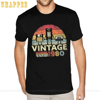 1980 Vintage Skjorte 40-års Fødselsdag Gave T-Shirts Sjove Musik Tech Engros T-Shirts 5XL Herre Almindelig Shirts