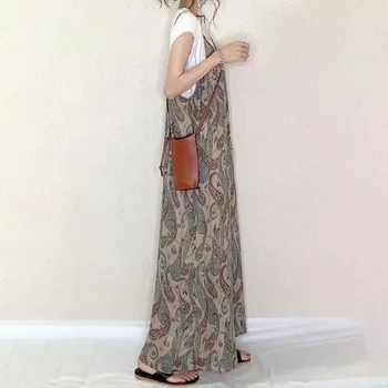 Koreansk Japansk Kvinder Kjole Vintage Sommeren Slynge Blomster Harajuku Stil Litterære Damer Lange Kjoler Casual En Linje Maxi Kjole