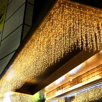 5M Nye År Garland LED Curtain Icicle String Lys Hænge på 0,4-0,6 m AC 220V Have Street Udendørs Dekorative Ferie Lys