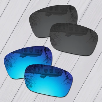 E. O. S 2 Par Sorte & Ice Blue Polariseret Udskiftning Linser for Oakley X Squared OO6011 Solbriller