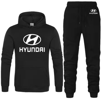 Hættetrøjer Mænd HYUNDAI Bil med Trykt Logo unisex Sweatshirt Mode Mænd Hoodie hip hop harajuku Casual Fleece Trøjer Bukser, der Passer 2stk