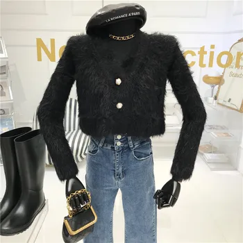 3korte V-neck strik cardigan til kvinder efteråret og vinteren 2020 nye vilde løs doven vind Hong Kong stil sweater frakke