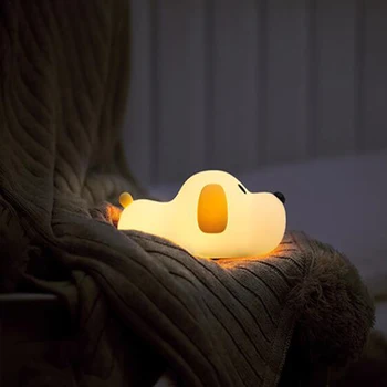 LED Nat Lys Silikone Dog Touch Sensor Dæmpbar Timer Hvalp Lampe USB-Genopladelige Soveværelse sengelampe for Børn Baby