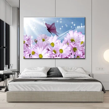 Pink maleri anlæg og butterfly sofa soveværelse dekoration maling baggrund væg lærred maleri