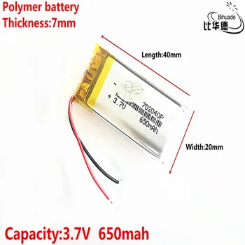 God Qulity Liter energi-batteri 3,7 V,650mAH 702040 Polymer lithium-ion / Li-ion-batteri i tablet pc-BANK,GPS,mp3,mp4