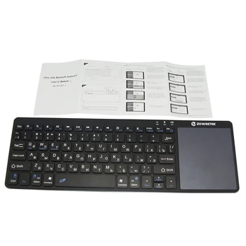 Ægte Zoweetek K12BT-1 Mini Bluetooth Tastatur, russisk, engelsk, spansk Touchpad ' en Til smart tv box PC Android-telefon Pad