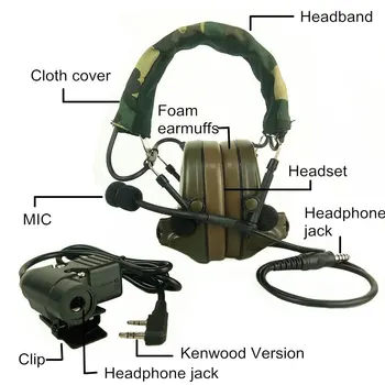 Z-TAC Taktiske Hovedtelefon U94 Headset TOT-Militære Radio til Kenwood 2-Polet Sort For baofeng, næsten alle: Uv5r, bf-480/490/320