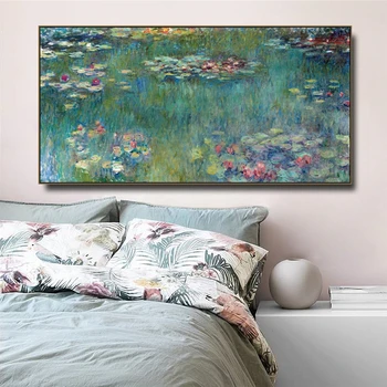 Claude Monet Vand Lotus Lærred Malerier Reproduktion Impressionistiske Kunst Plakater og Print Væg Billeder til boligindretning