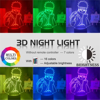 3D-lampe Naruto Nagato Figur Kids Nat Lys Led Farve Skiftende Barnets Soveværelse Nightlight Fødselsdag Gave bordlampe