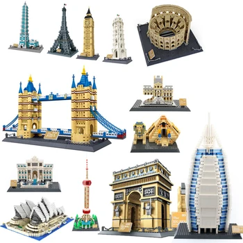 Verdens Berømte Arkitektur, Urban Street View Louvre Pyramide Big Ben i London byggesten Byggeri Mursten Børn Toy Gave